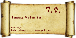 Tassy Valéria névjegykártya